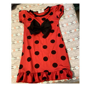 Ladybug Red Polkadot Dress with Large Black Bow (Size XS/S)